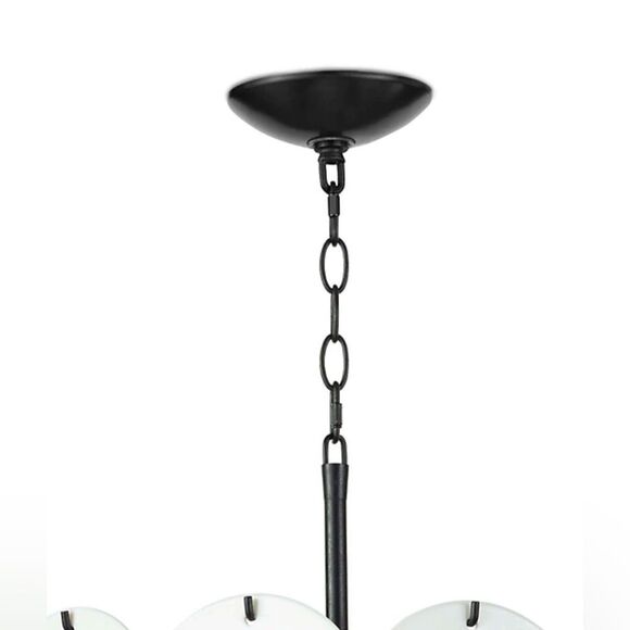 REGINA ANDREW Solstice Chandelier. Like New. White Glass & Black Metal Chain. - Picture 4 of 8